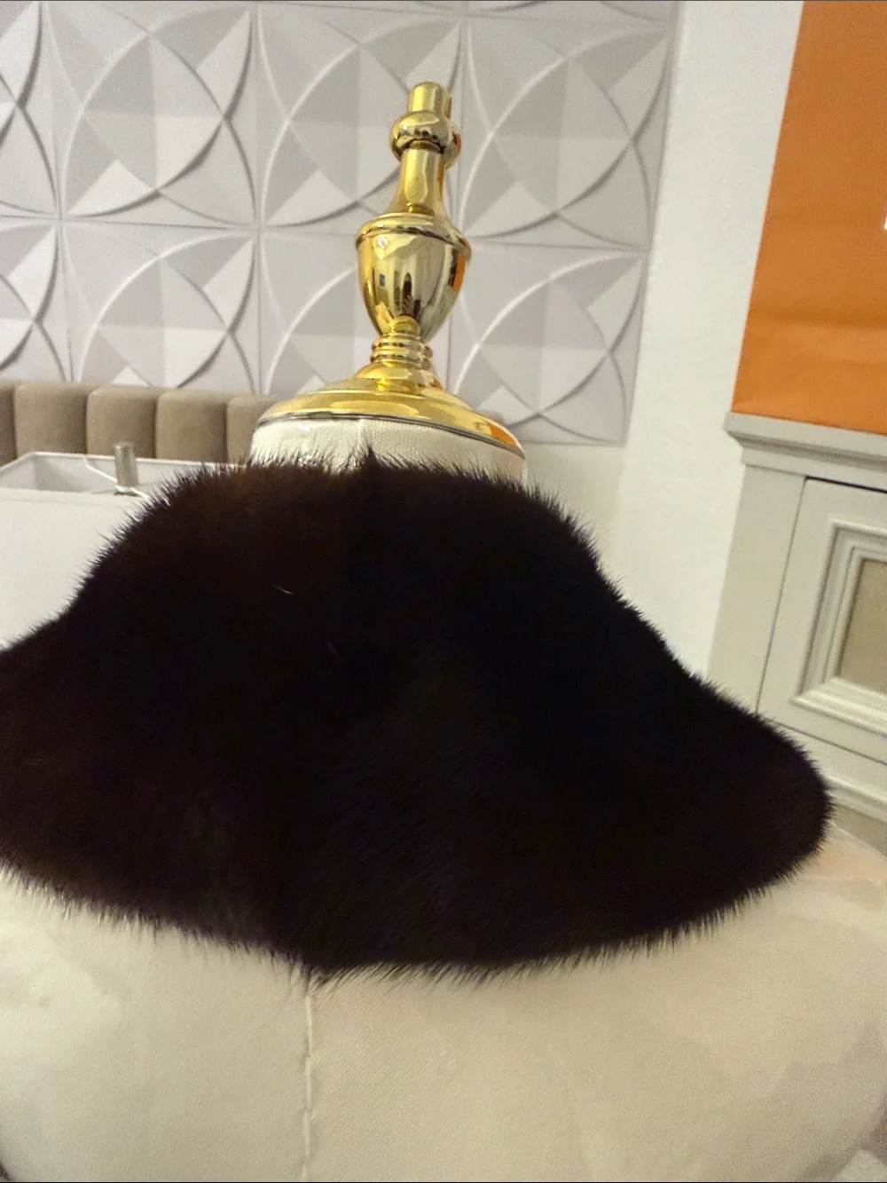 Real mink fur collar clip on